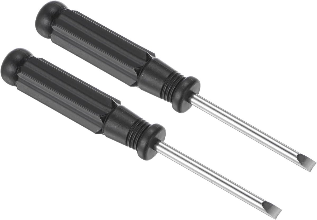 TOP-VIGOR Mini Slotted Screwdriver, 4mm Flat Head with Black Handle for Small Devices, 2 Pieces - ShopVlot