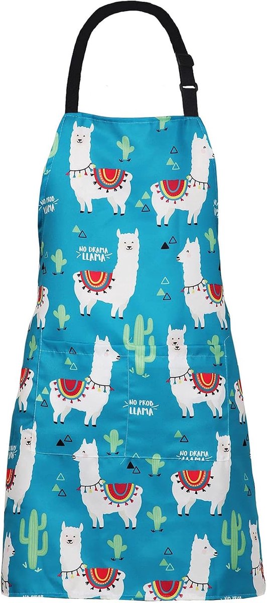 Schort met Verstelbare Bies Lange Touwen - Llama - 2 Pocket - Ideaal voor Koken en Tuinieren - SnelShoppen