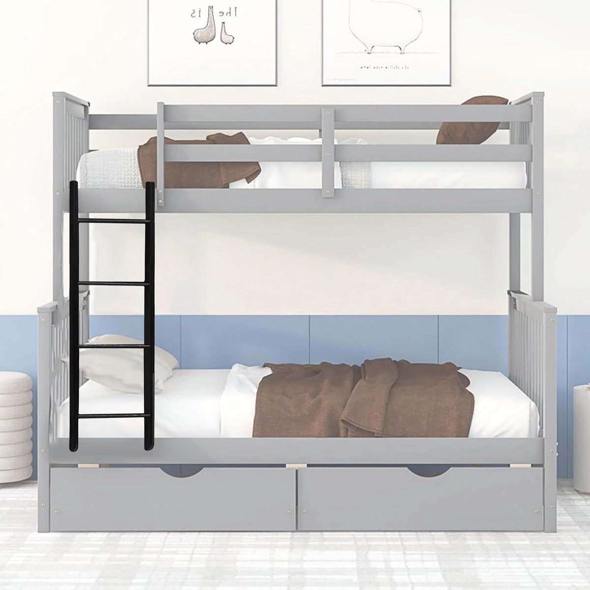 Stapelbedladder - Hoogslaper ladder - Veilig Klimmen - Verstelbare Haakpositie - 130 cm - Zwart