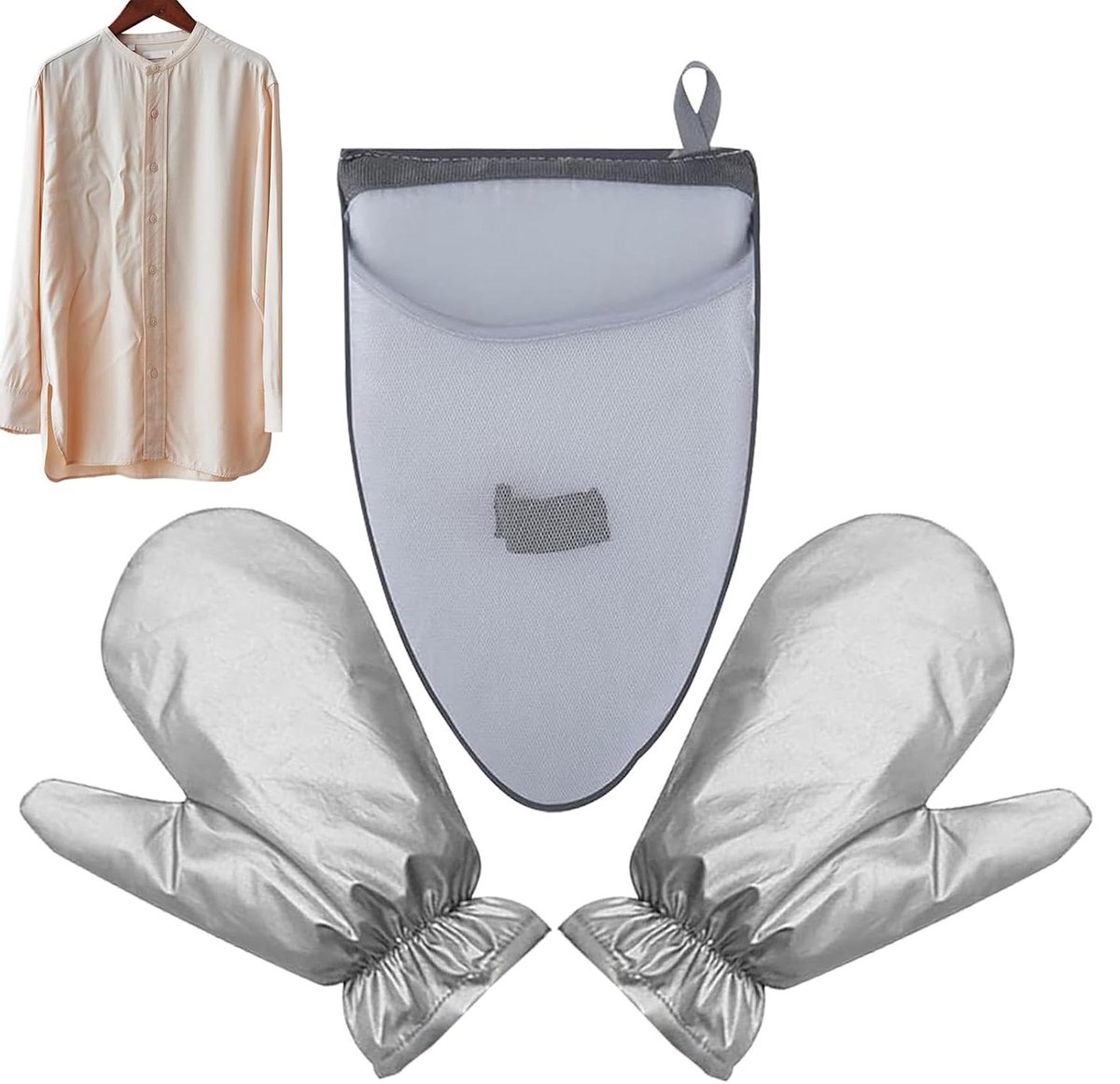 Stoomhandschoenen Kleding - Strijkhandsschoen Stomerij - Kleding Kreukvrij Maken - Veilige Hittebestendigheid - 25x15 cm - Grijs