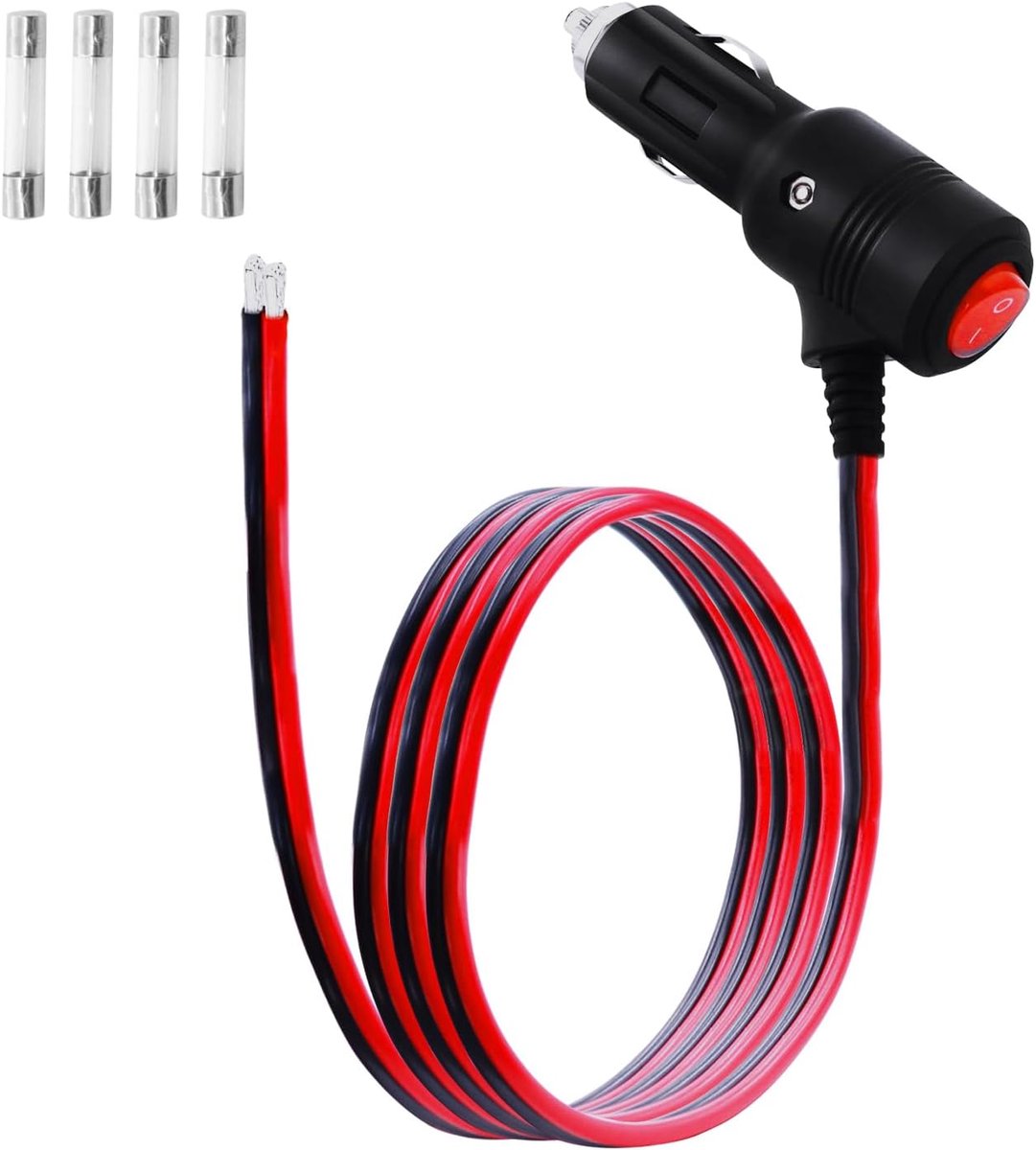 Auto sigarettenaansteker met schakelaar - 12V-24V - galvaniseerde kabel - veilig en eenvoudig in gebruik - SnelShoppen