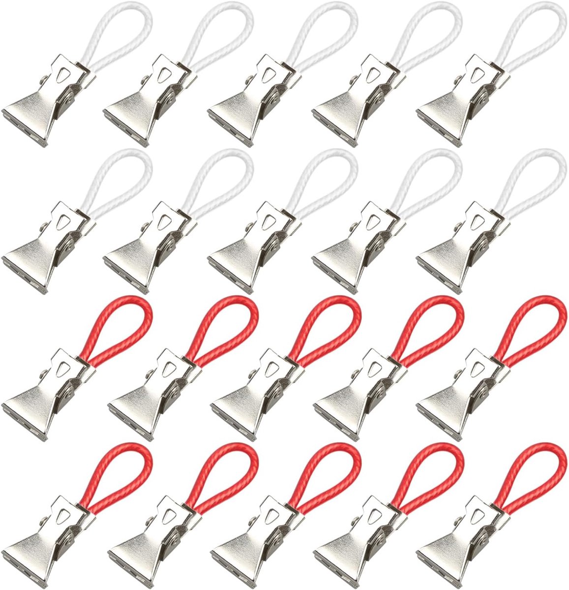 Handdoekclips set van 20 - Met ophanglus - Metaal - Ideaal voor het drogen van handdoeken - SnelShoppen