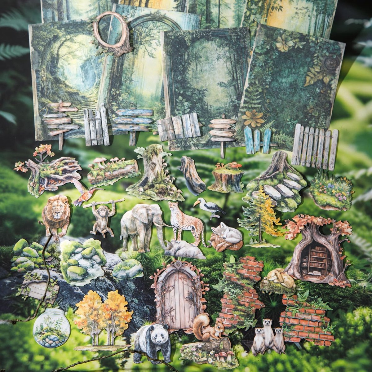 Scrapbooking Stickers 100 Stuks - Dieren Thema - Jungle Achtergronden - Perfect voor DIY Journal - SnelShoppen
