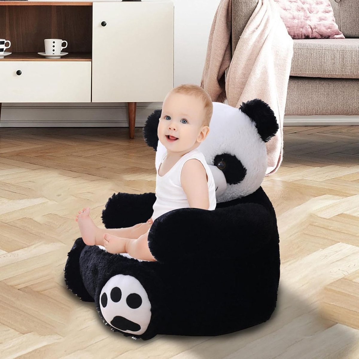 Kinder Panda Fauteuil - Zitbank Kinderen - Ontspannen en Spelen - Zacht Pluche Materiaal - 55 cm - Grote Panda