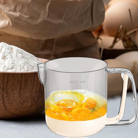 Eierklopper Mixer - Keukengereedschap Beslagmaker - Snel Ingrediënten Mengen - Handgeperst Systeem - 16.2 cm - Beige — afbeelding 2