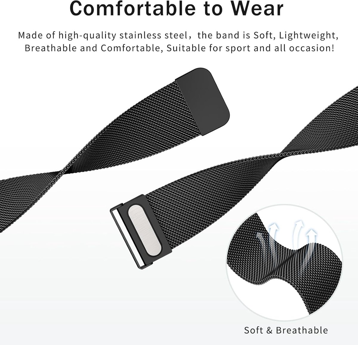 Horloge band 22mm 20mm - roestvrij staal - magnetische sluiting - snelle vervangingsband voor smartwatch - SnelShoppen