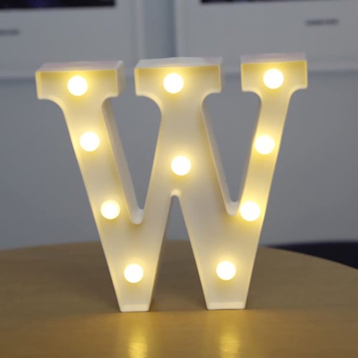 Letterverlichting LED-symboolvorm, alfabet plastic tafellampen, verlichte woorden, verjaardag, bruiloft, feest, alledaagse huisdecoratie - W