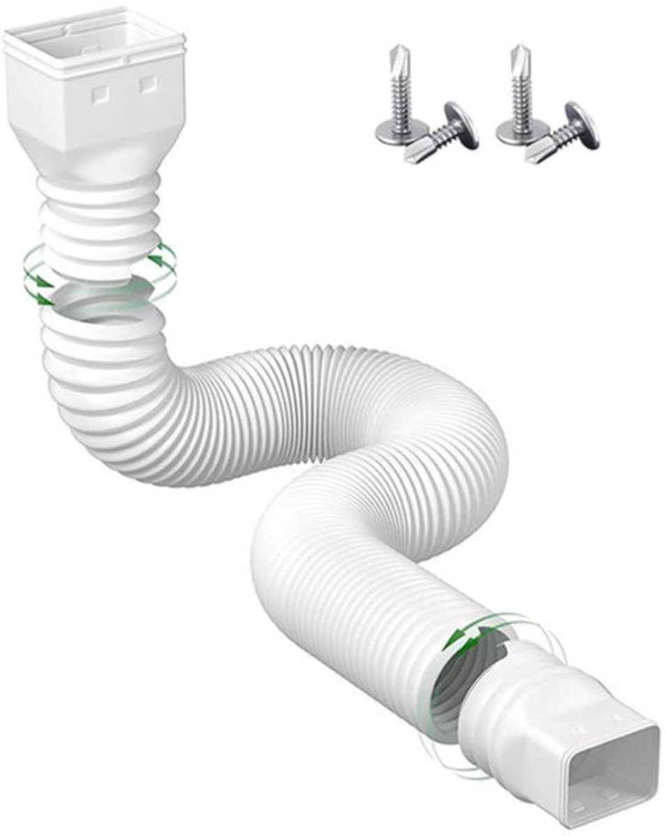 Flexibele gootverlenging, verstelbare lengte, intrekbare regenafvoerbuis, afvoerverlengingen voor regenafvoer, telescopisch ontwerp (WIT)