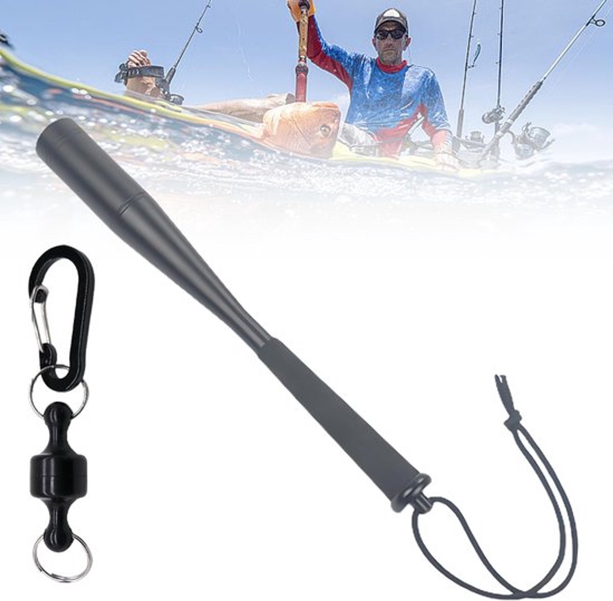 Visdoder: Aluminium Manslayer, 24,6 cm Fish Dumper, Visdoder met antislip handvat, met 1 magnetische gesp, Visaccessoires