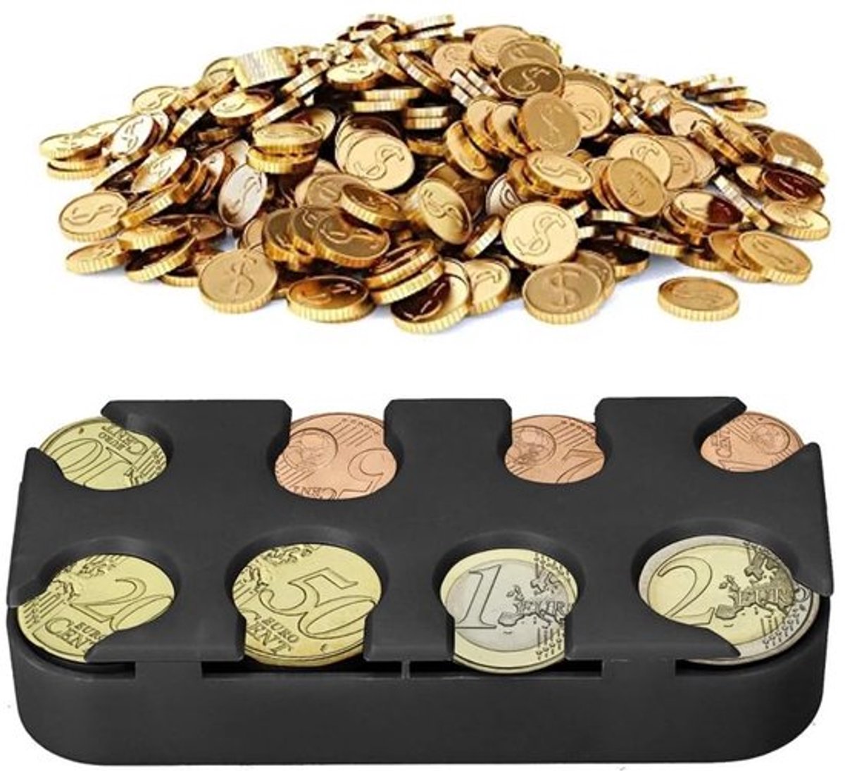 1 stuk muntenbox voor euro munten 8 compartimenten 1 cent tot 2 euro munthouder muntenverzamelaar muntenverdeler sorteerder zwart