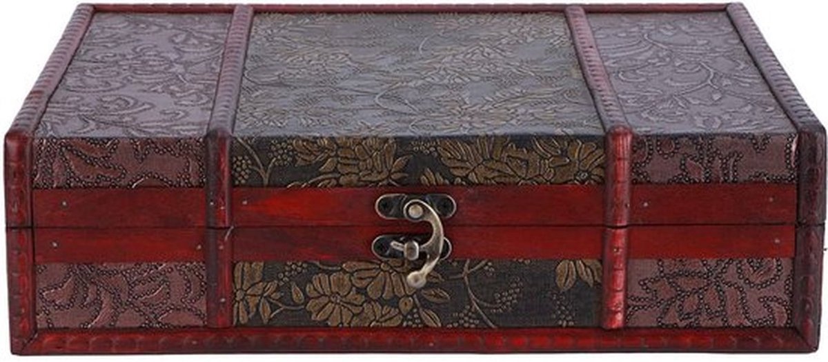 Decoratieve schatkist Vintage houten opbergdoos Multifunctioneel voor sieraden Boeken Kaarten Collectie Cadeaus Gouden Druiven