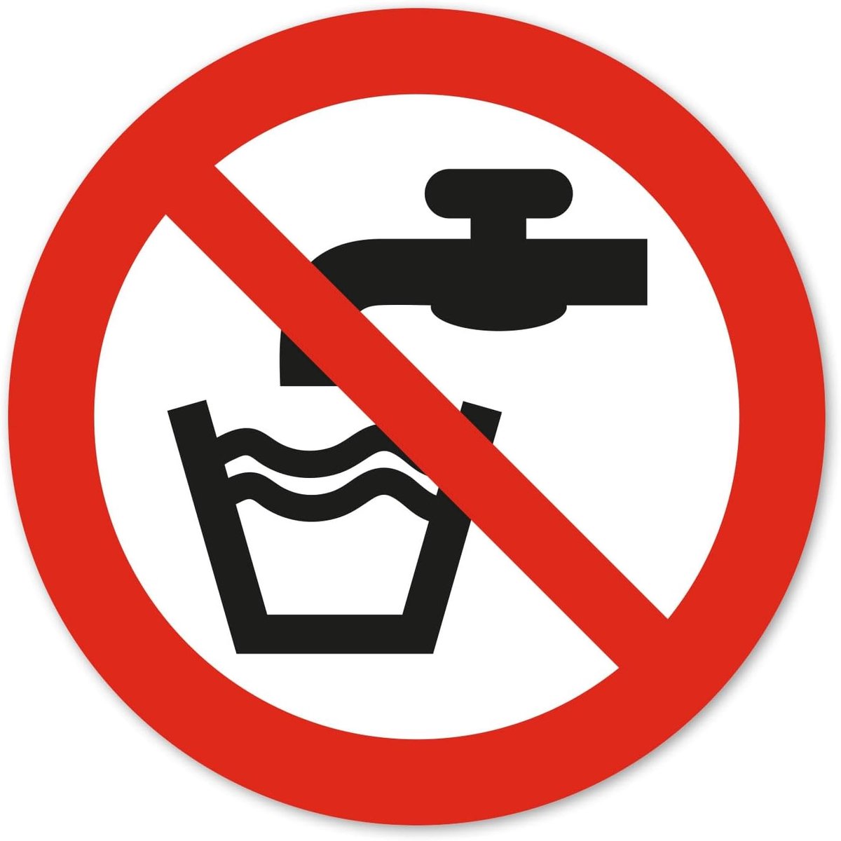 ISecur Sticker P005 Geen Drinkwater Ø 10 cm - hin819 | DIN EN ISO 7010 gezondheidswaarschuwing voor onveilig water