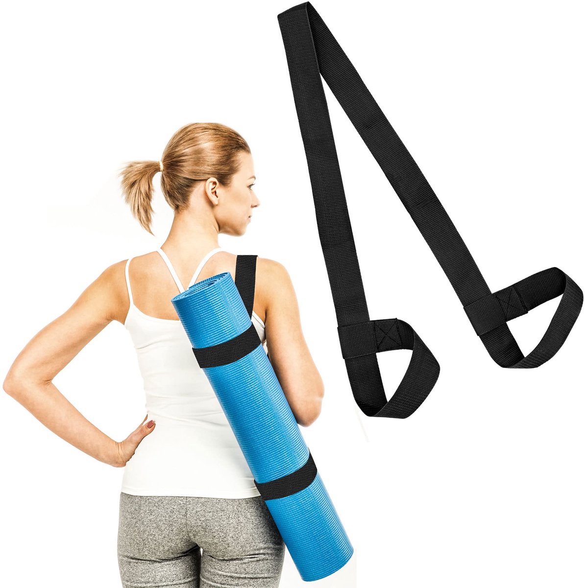 Draagriem voor yogamatten - katoen - multifunctionele lussen - neem uw yogamat overal mee - SnelShoppen