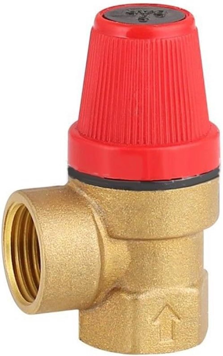 Veiligheidsventiel voor ketel, drukbegrenzingsventiel 1/2 inch, drukniveau 3 bar tot 6 bar, afvoerventiel voor water, olie (5 bar)