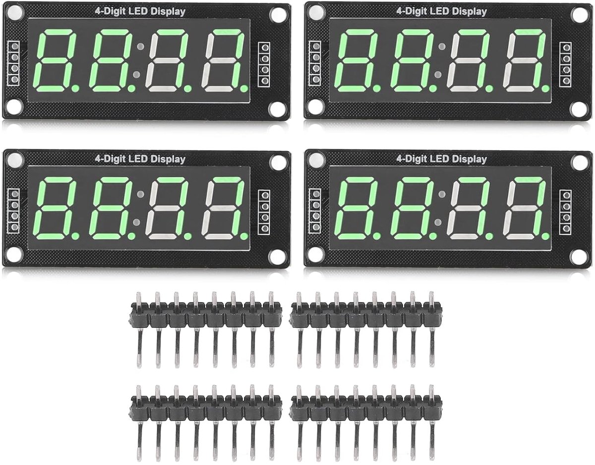 4 Set 0,56 Inch 4-cijferige Buis LED-segmentweergavemodule TM1637 7 Segmenten Tijdweergavemodule Klokweergave(Groen MRA041A)