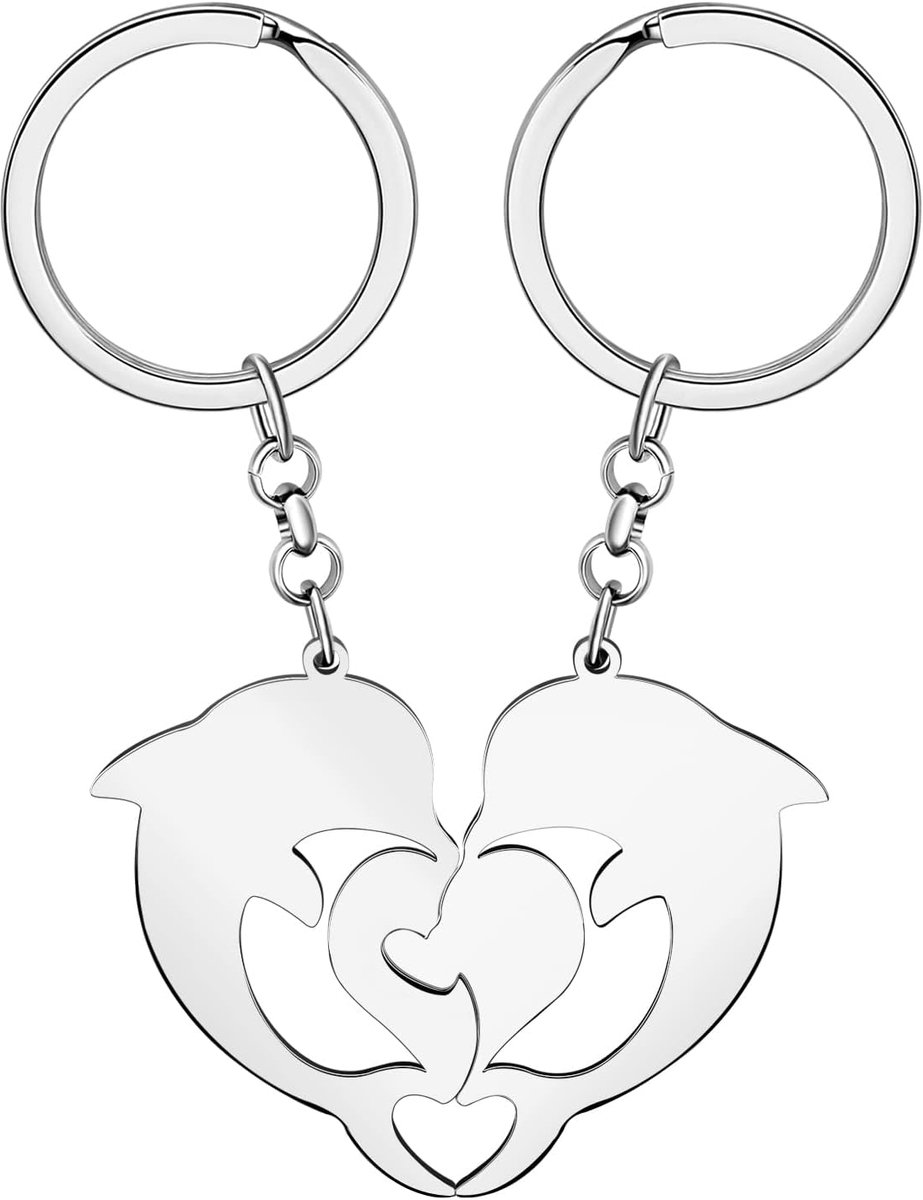 Rvs Paar Dolfijn Sleutelhanger Oceaan Vis Auto Sleutelhanger Geschenken voor Vrouwen Meisjes Tas Charms
