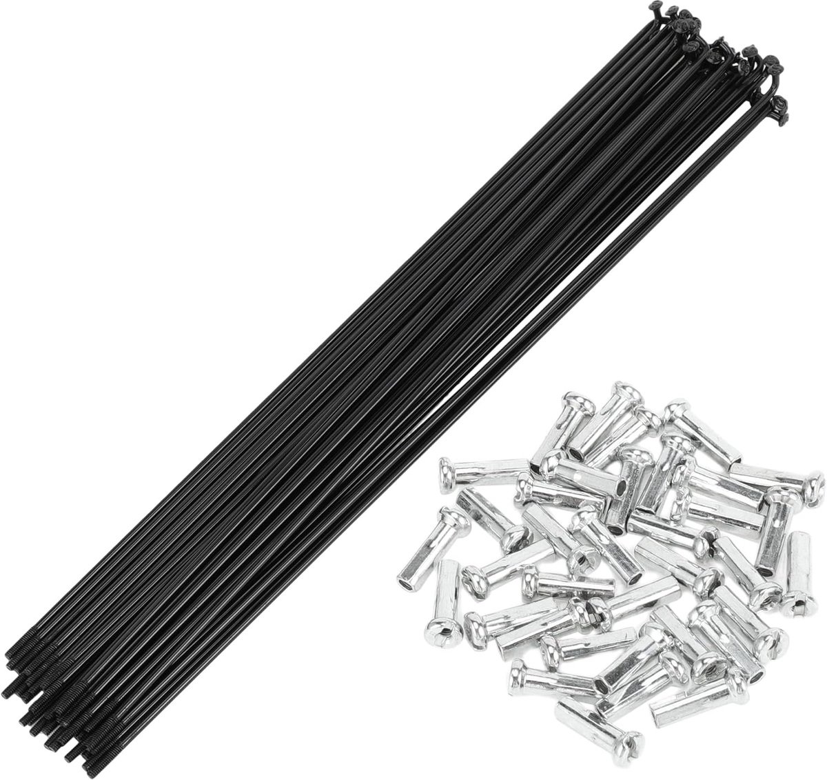 Spaken Fiets Wiel Spaken 14G Carbon Staal Zwart 1 Set