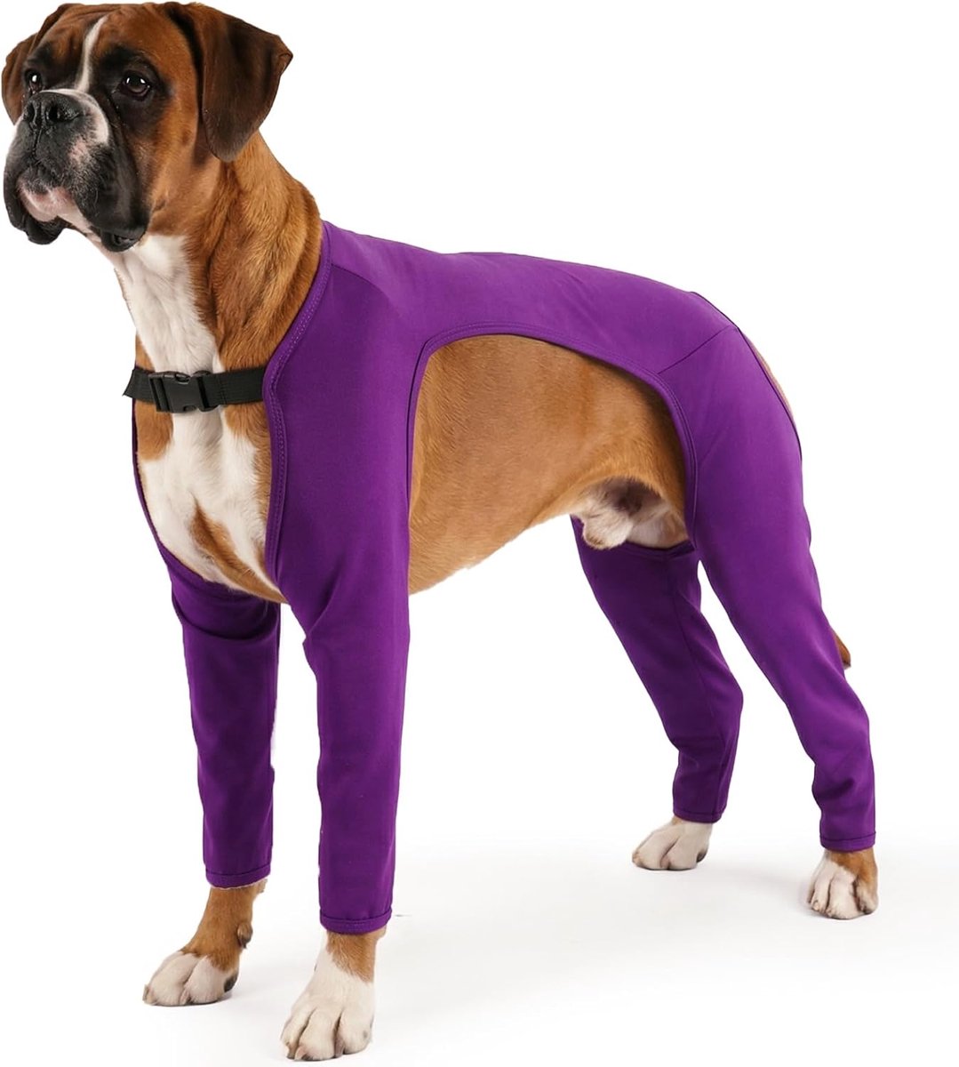 Hond body voorbeen, bescherming tegen lek op lichaam, hond met lange mouwen, manchetten, benen, callus bandage voor honden met operatielittekens op het been (paars, 3XL)