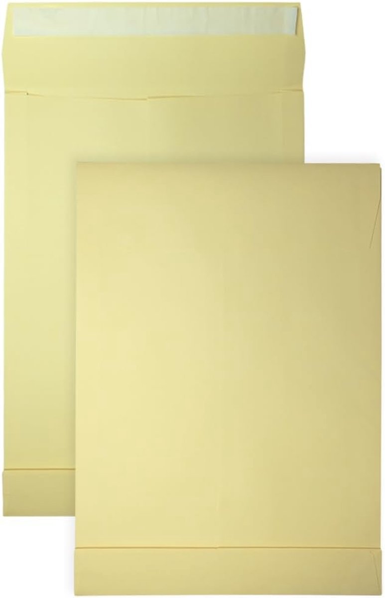 Sample bag enveloppen EB4 - 262 x 371 x 38 mm - Geel - 50 stuks - Zelfklevend met kleefstrip - SnelShoppen