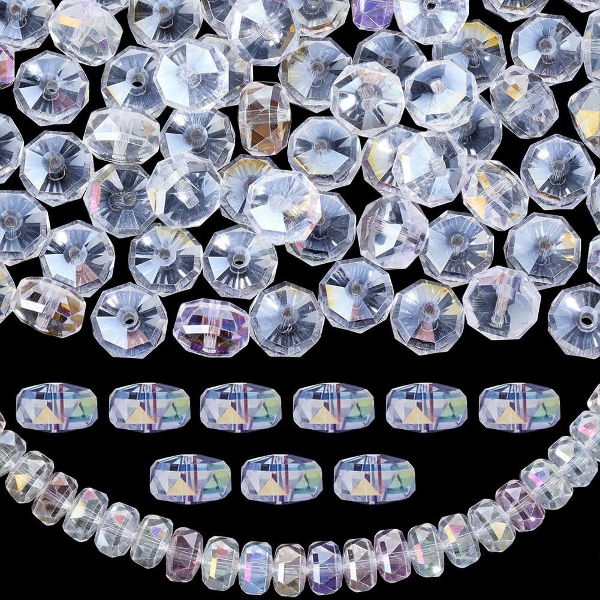 Kralen Ronde AB kleur Transparant Electroplate Doorzichtige Rondelle Regenboog Kristal Gefacetteerde Losse Spacer Kral Bulk voor sieraden maken Kettingen Ar
