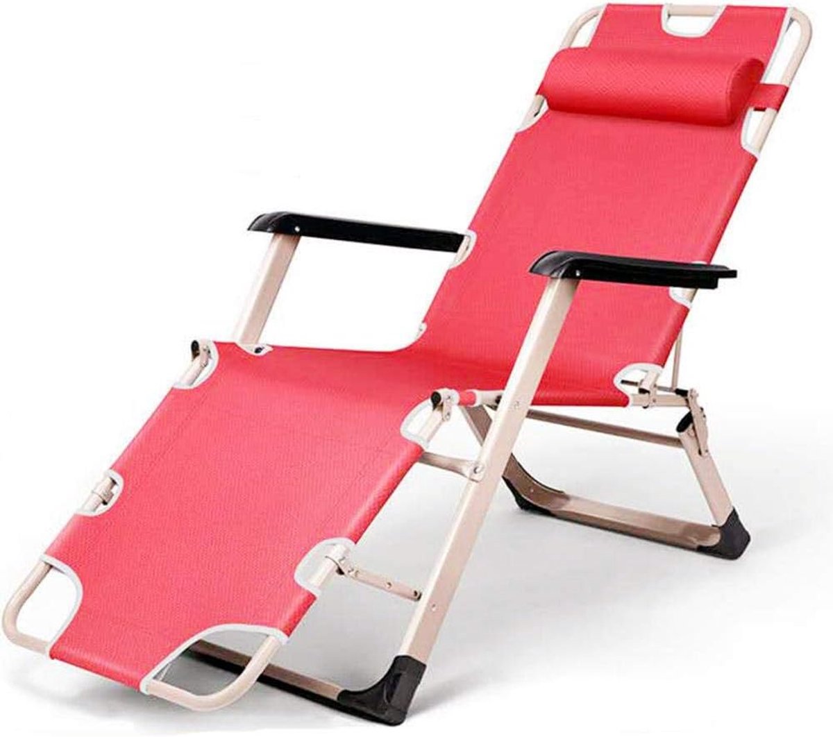 Ligstoel, Tuinstoelen Opvouwbaar, Liggend Zero Gravity Sun Lounger, Tuin Patio Vouwen Outdoor Stoel met Hoofdkussen Verstelbare Rugleuning Laadvermogen 150Kg met Hoofdkussen.