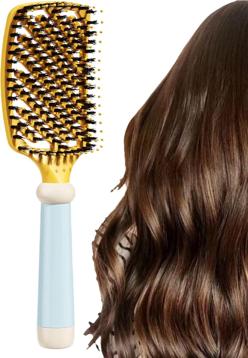 Draagbare met wildzwijnharen – voor vrouwen en mannen, backcombing, krullen, reizen, salon, kapper, slaapzaal en thuis
