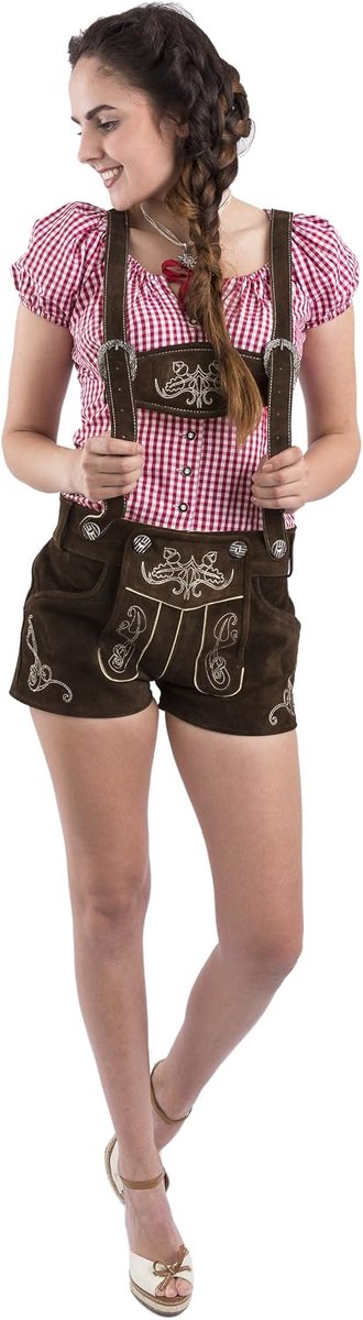 klederdrachtbroek Jugendstil" kort incl. bretels - traditionele lederhose hotpants