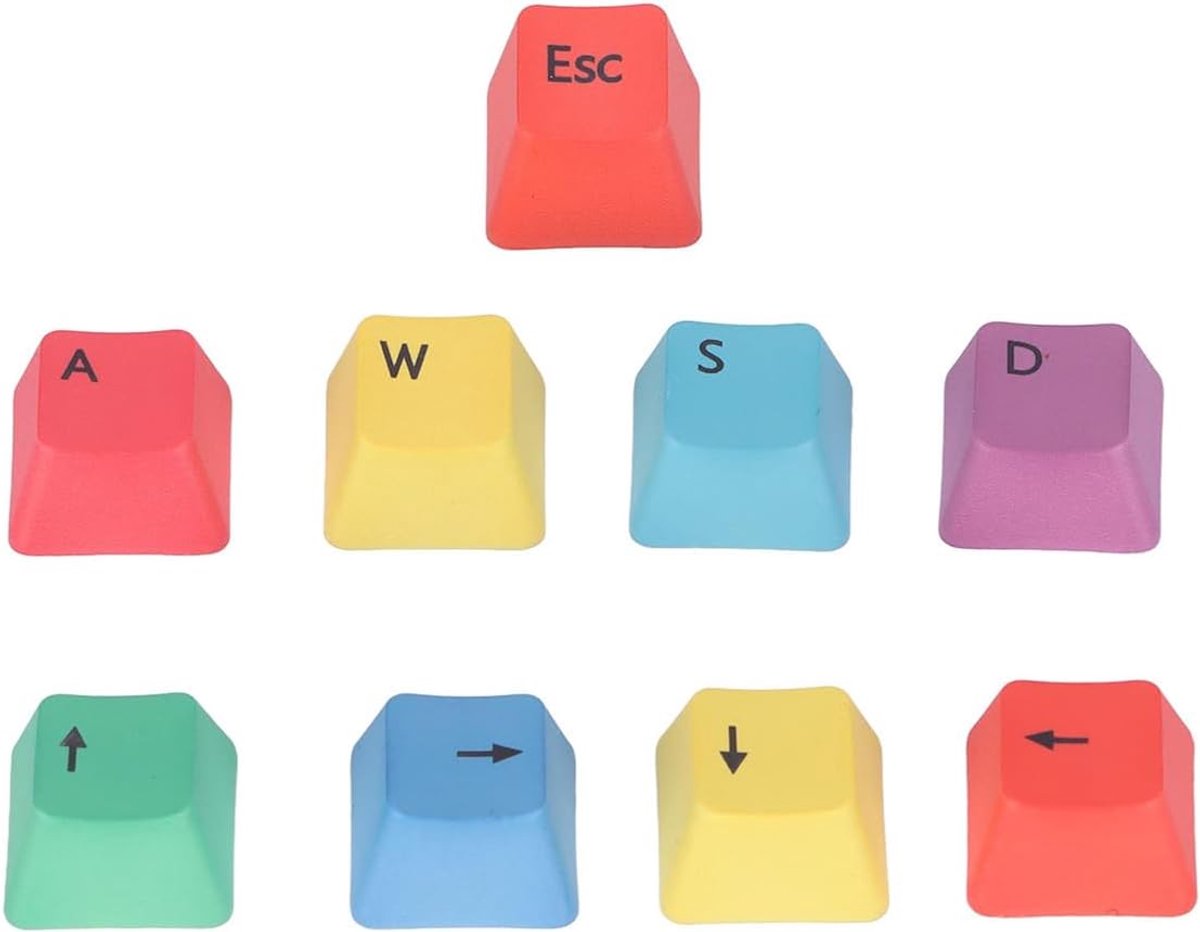 9 stuks mechanische keycaps, WASD keycaps, PBT aangepaste keycapset, voor de meeste 61, 87, 104, 108 mechanische toetsenborden