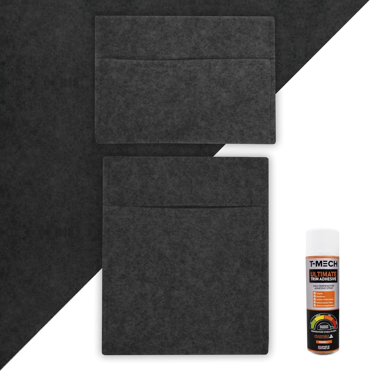 Cover voor voertuigen 2 m breed - grijs, antraciet - 2 opbergzakken, 5 plakstrips - perfecte pasvorm en isolatie - SnelShoppen