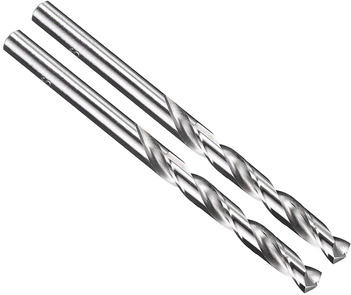 Jobber Boor, 6 mm, rechte schacht, snelstaal, M2, 135°, niet gecoat, glanzend, voor roestvrij staal, middelhard, 2 stuks
