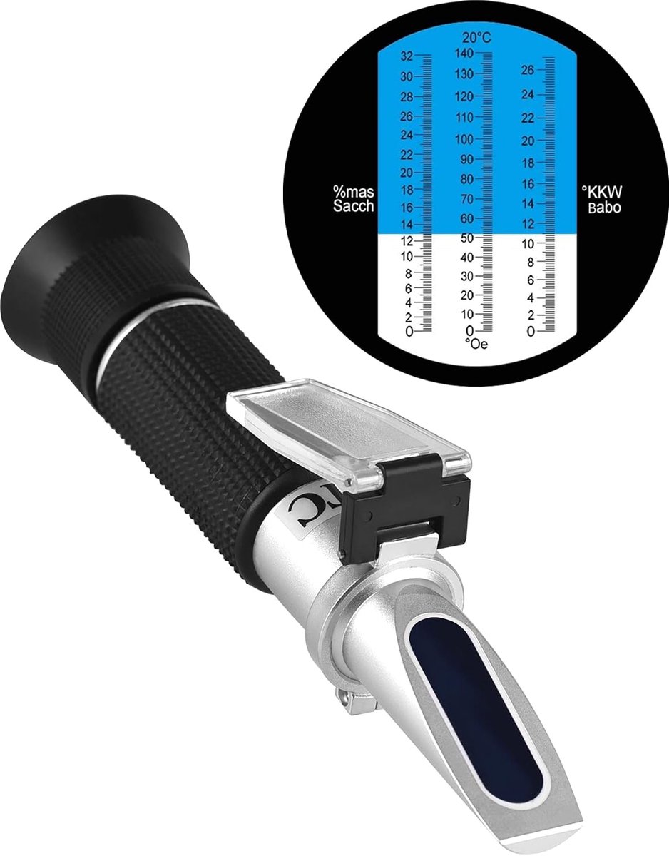 Winzer Refractometer Wijn 0-32 Brix (suiker) 0-140 Öchsle 0-27 KMW Oesleweegschaal Refractometer Wijnproductie ATC refractometer voor het meten van het suikergehalte voor de wijnbouw,