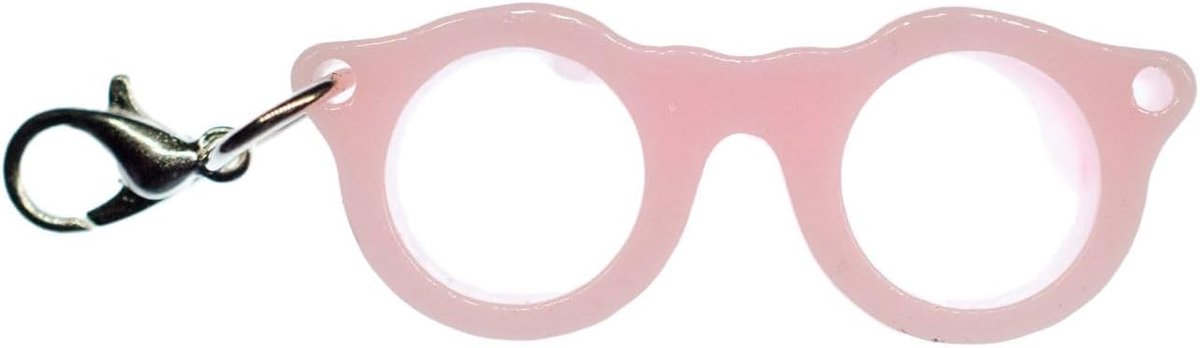 Bril Woody Charm Hipster Nerd roze - handgemaakte modesieraden I kettinghanger verzilverd - bedelhanger bedelarmband - hanger voor armband, 40 mm, Metaal