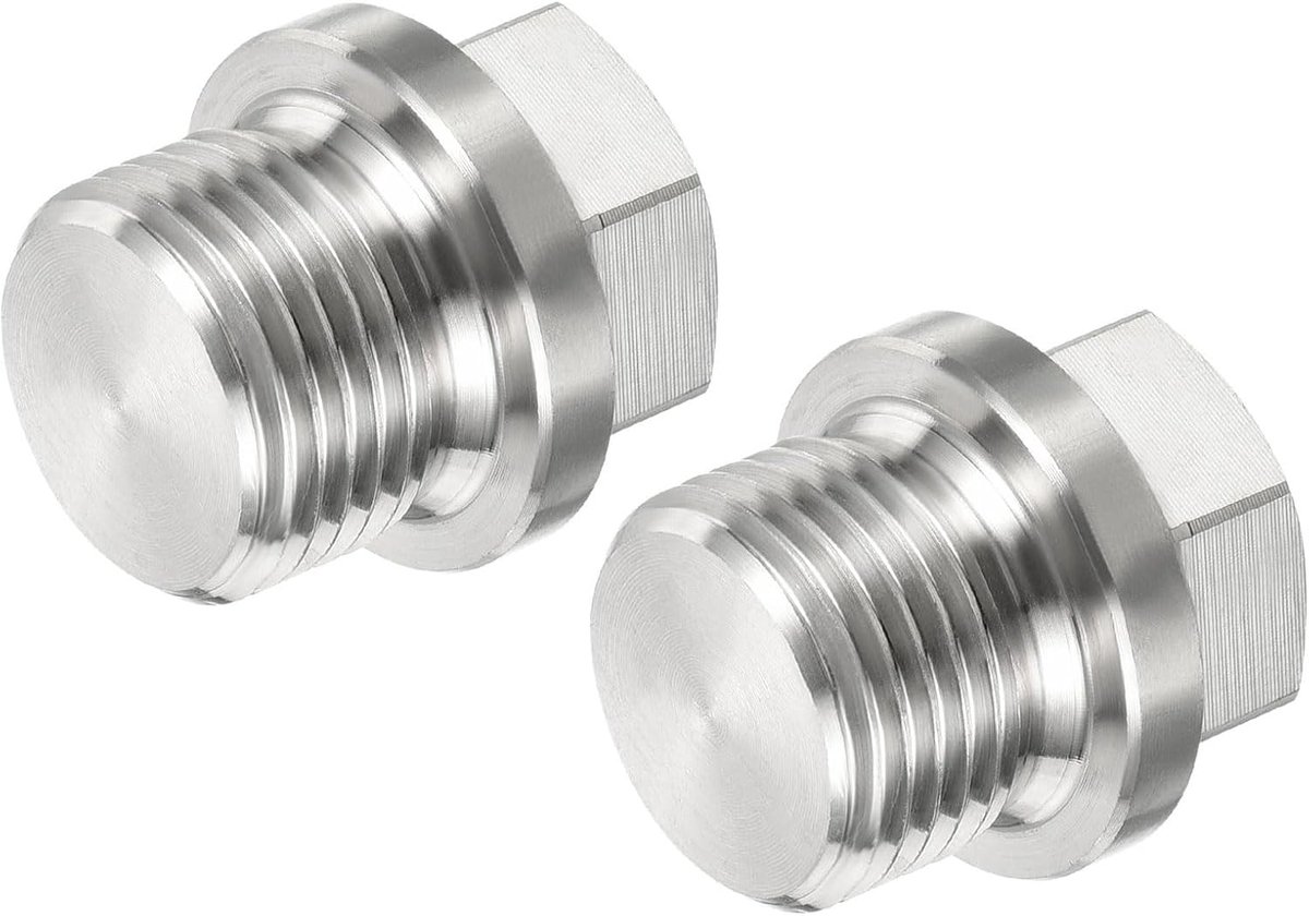 METERXITY 2 stuks mannelijke stekker - schroefdraad zeshoekige kop socket massieve buismontage, anti-roest, van toepassing op waterleiding (M18x1,5, zilverkleur)
