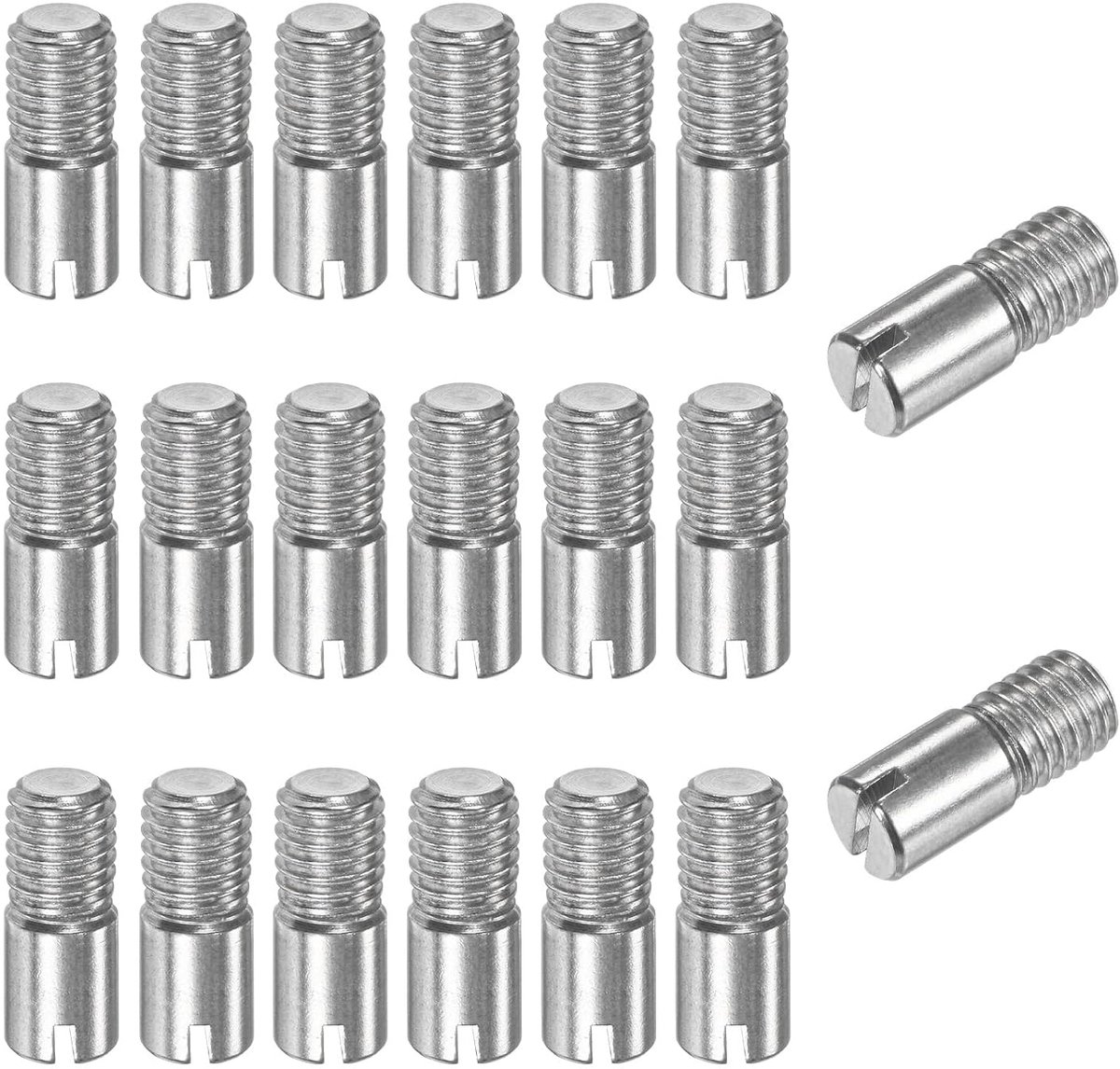 METERXITY 20 stuks M8 X 20 mm cilindrische sleufstekker, 304 roestvrij stalen positioneringspinnen met buitendraad grenen voor metalen apparaten [zilverkleur]