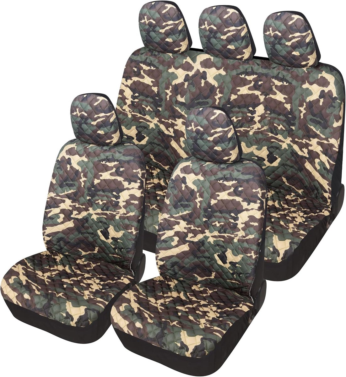 Accessori Lupex A21 Universele autostoelbekleding, beschermhoezen voor achter (complete set camouflage groen)