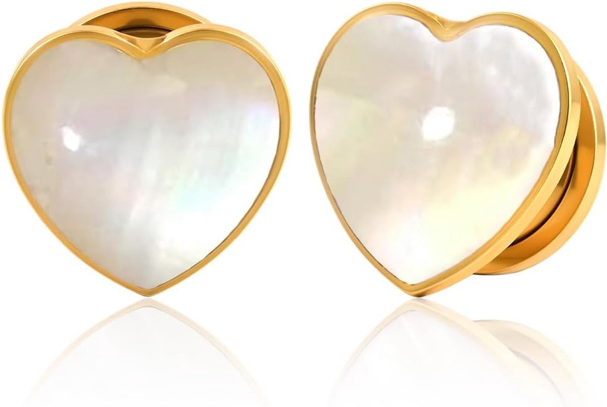 Oortunnel 1 paar flesh plugs hart schelp roestvrij staal voor mannen en vrouwen oorpiercing uitgerekte sieraden 8 mm tot 16 mm