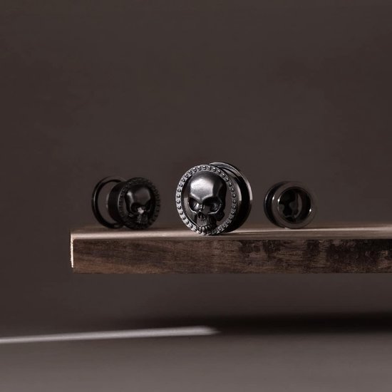 2 stuks schedel oormeters schroef oordopjes tunnels oor vlees tunnels piercing oorbellen hangers expander brancards 0g-1" (8mm-25mm) — afbeelding 4