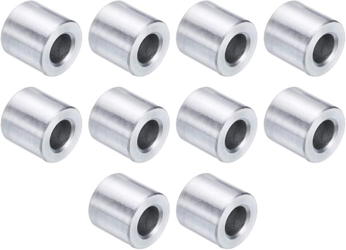 10 stuks aluminium afstandhouders 1/4" boring x 1/2" buitendiameter x 3/8" lengte schroefafstandbus voor 1/4" binnendraad schroeven, bouten en stangen