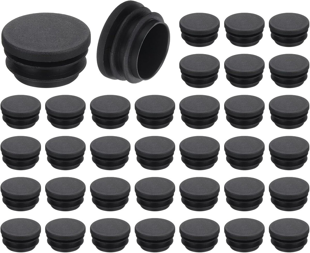 36 stuks ronde kunststof doppen, geschikt voor ID 27-33 mm, eindkappen, zwarte buispads, inzetstukken, poten, meubels, rubberen stoelbescherming voor vloeren, banken, tafels, planken, OD, 35