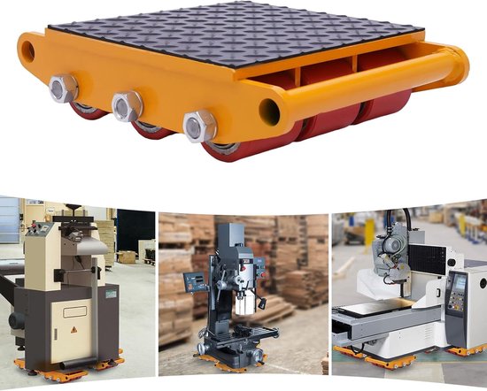 15T transportchassis, machine-verhuizer, 360° rotatie, zware wielen, stuurwielen, zware wielen, transportroller, meubeltransportwielen, pantserwielen, industriële wielen, transporthulp, geel — afbeelding 2