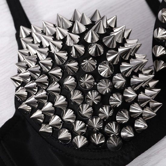 All-Over Spike Rivet Dance BH Metallic Punk Style Nightclub Wear — afbeelding 2