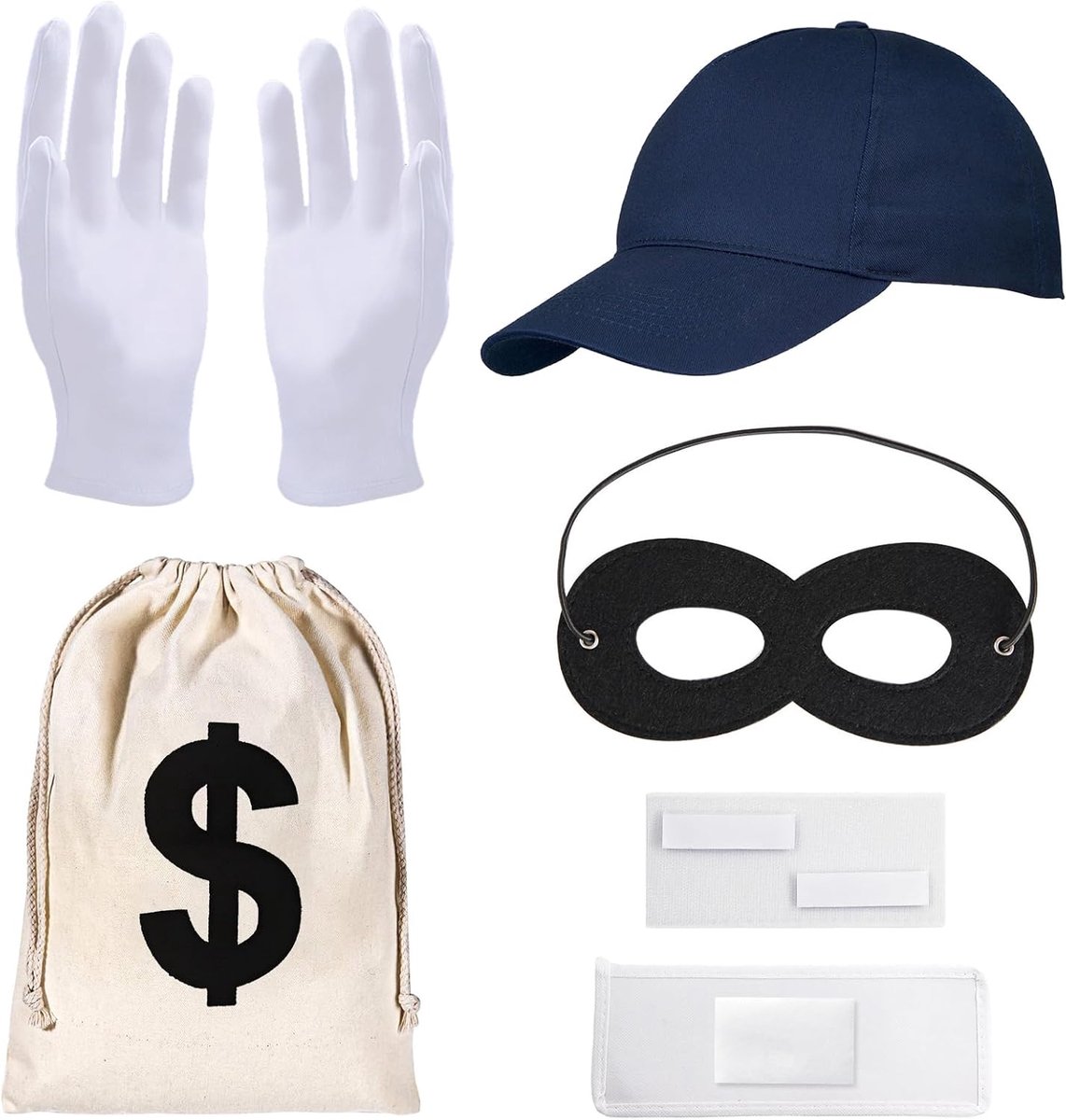 Burgemeester kostuumaccessoire set - masker, pet, handschoenen - geldzak voor Halloween - SnelShoppen