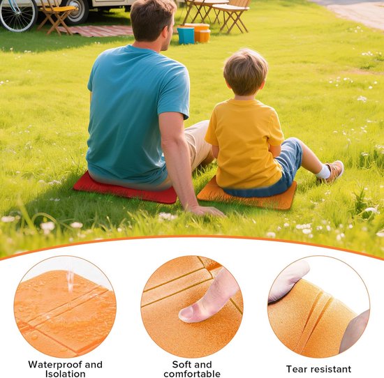 SnelShoppen - 3-delige Vouwbare Buitenzitkussen Set - 37x27cm - Ruimtebesparend - Ideaal voor Camping, Tuin, Feest - Opbergbaar in Tas - Comfortabel e — afbeelding 2