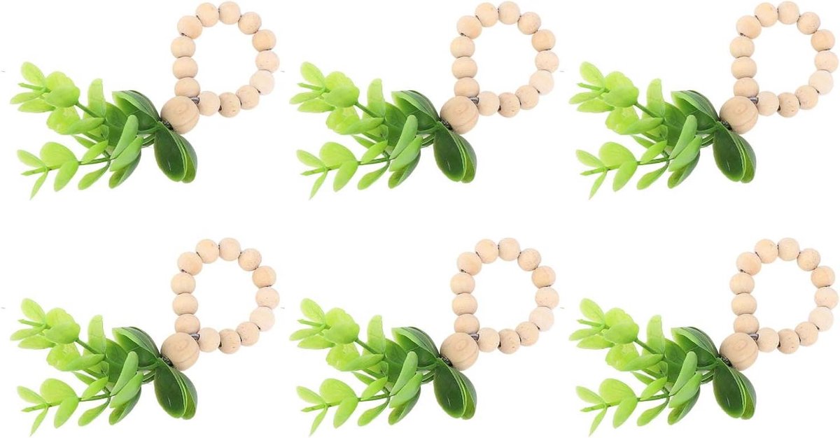 Servetringen met Verenkralen - Tafeldecoratie Diner Accessoires - Tafeldekken - Realistisch Plant Design - 10 stuks - Groen