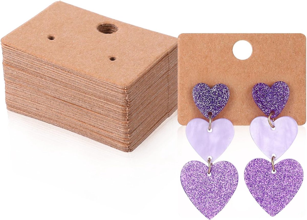 Oorbellenkaarten 200 stuks - Kraftpapier - Duurzaam en stevig - Perfect voor sieradenpresentatie - SnelShoppen