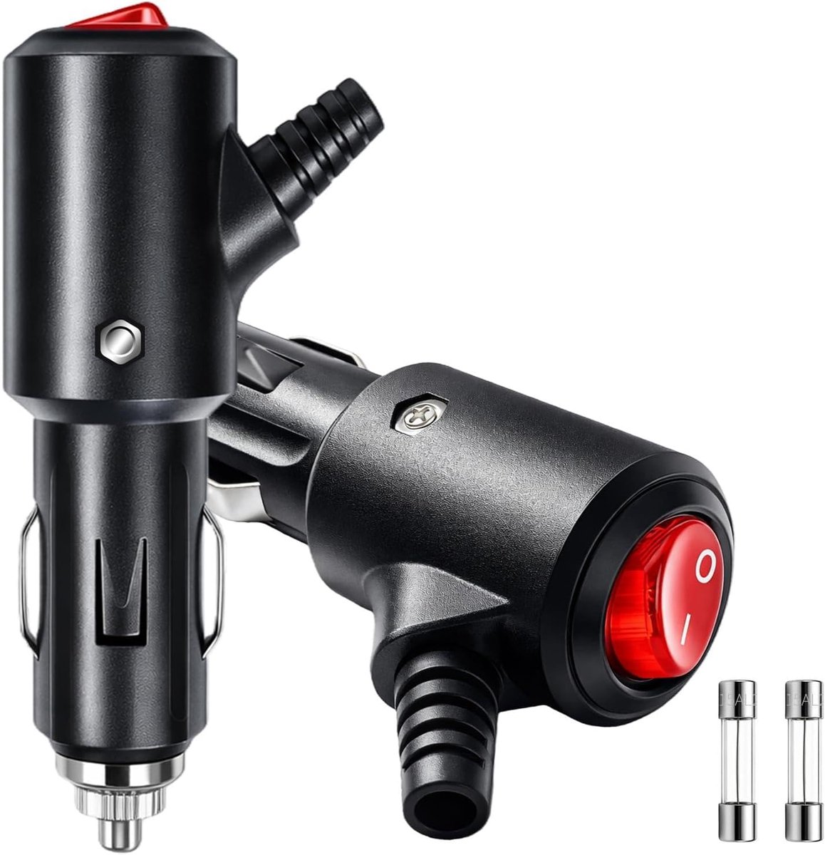 Sigarettenaansteker Plug 12V - Mannelijk met LED Schakelaar - 2 Fuses 15A - Veilig gebruik in voertuigen - SnelShoppen