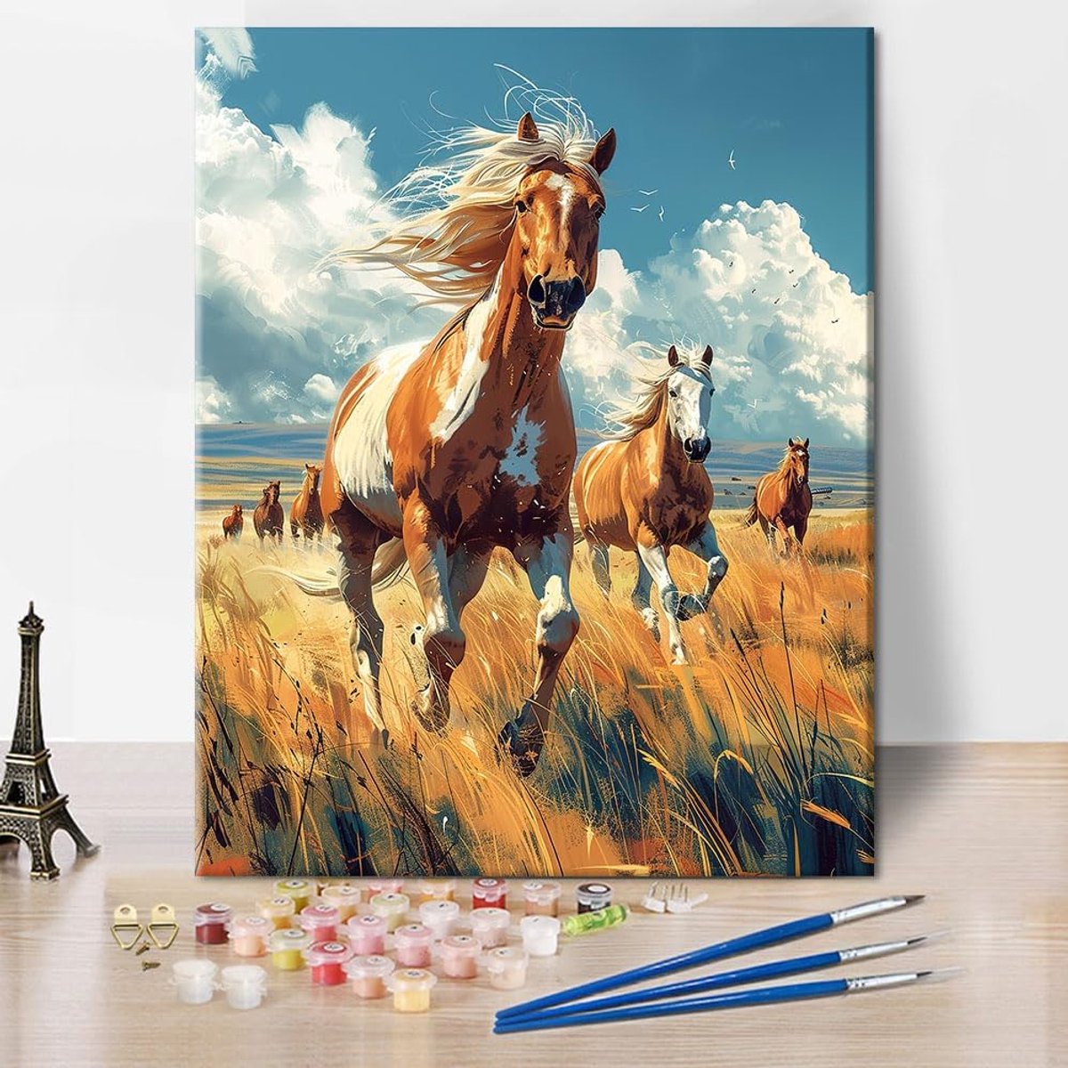 Schilderen Op Nummers Paarden - 40 x 50 cm - DIY Olieverfkit - Perfect voor beginners - SnelShoppen