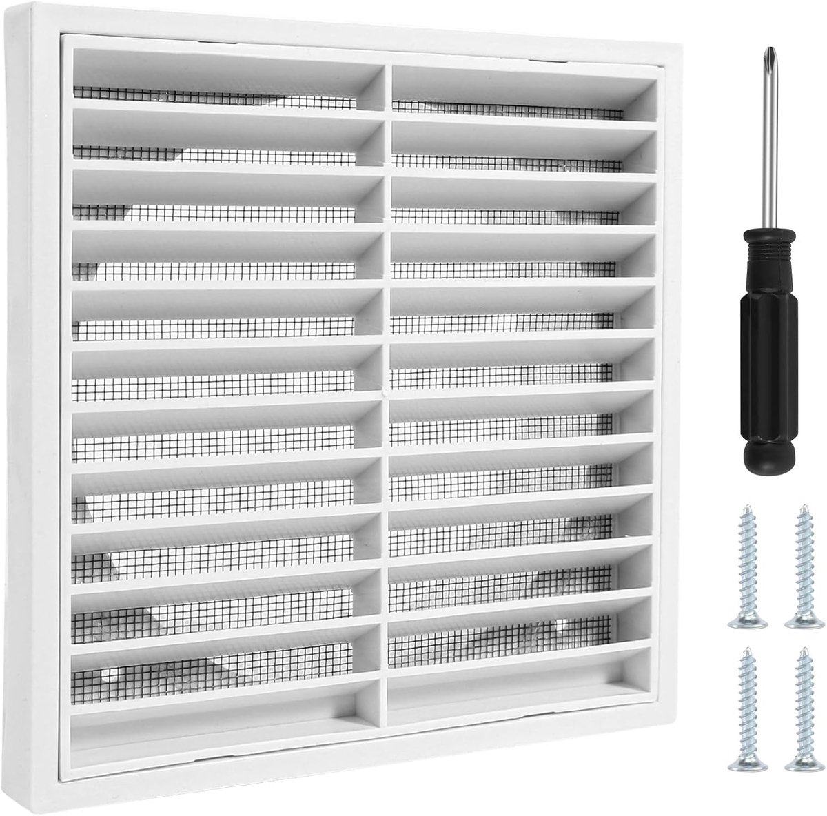Ventilatierooster 150 mm - Insectenbescherming - ABS Wit - Optimale luchtcirculatie en bescherming - SnelShoppen