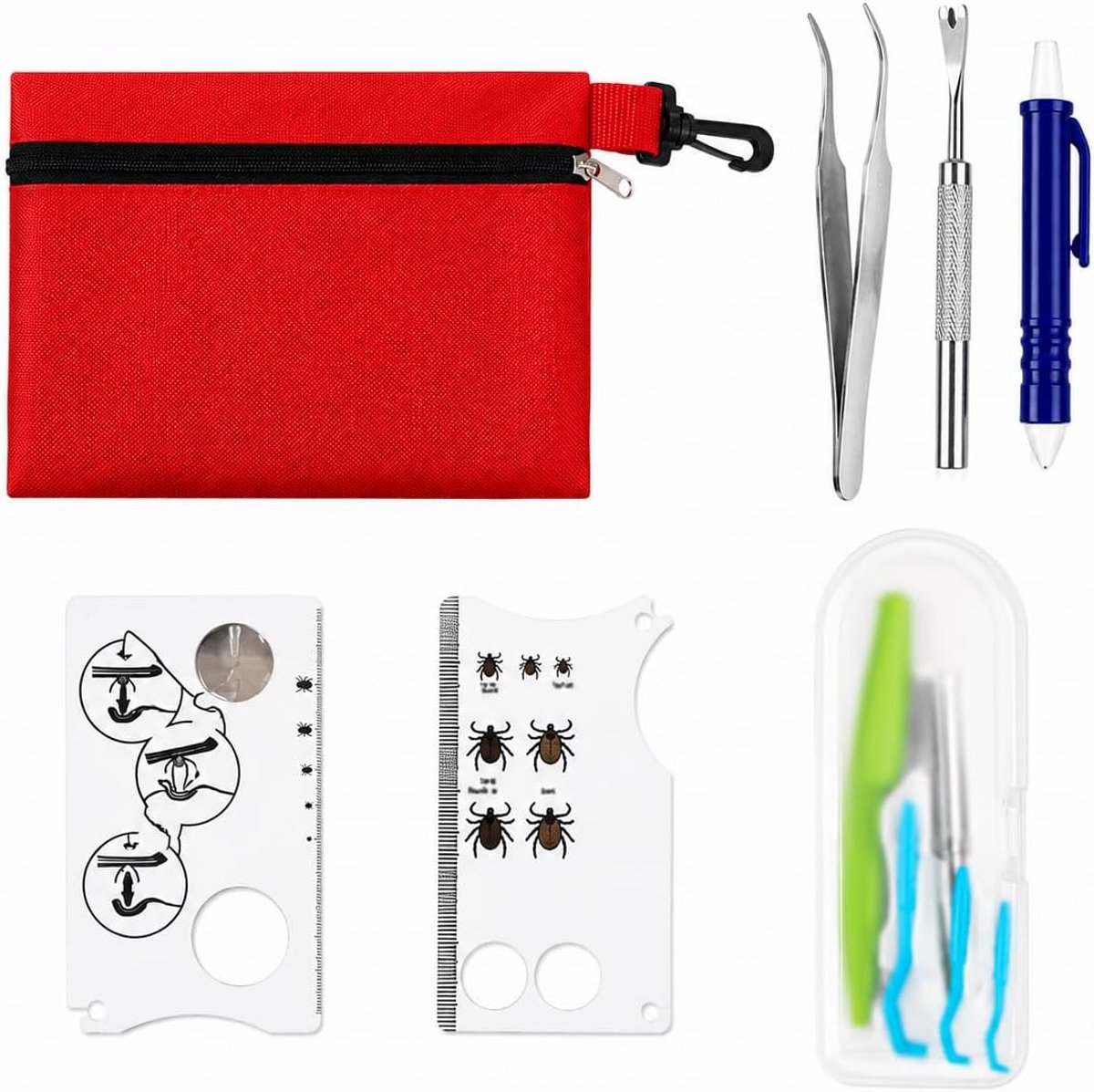 Tekentang set 10-in-1 met etui - veilig verwijderen - voor honden, katten en mensen - inclusief tekenkaart - SnelShoppen