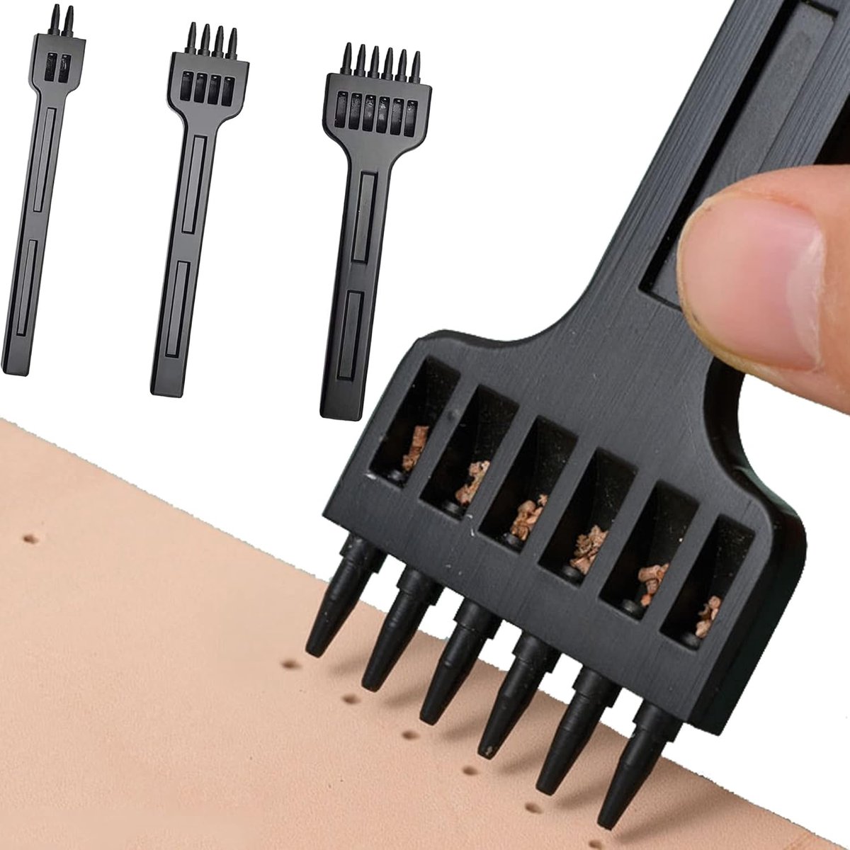 Leren perforator gereedschap - 3 stuks - chroom vanadium staal - ideaal voor het maken van gaten - SnelShoppen